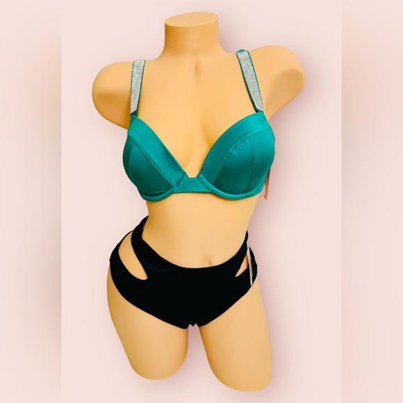 Victoria’s Secret Swim Bikini Shine Push-up Top & High Waist Bottom - Picture 2 of 8